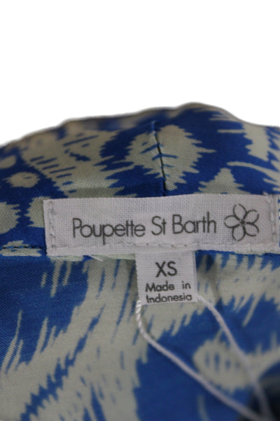 Poupette St. Barth Women Jumpsuit Blue Abstract Round Neck 3/4 Sleeve Size XS