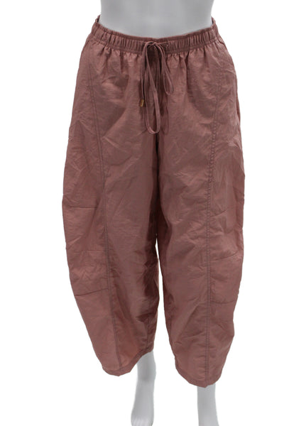Zara Women Harem Pants Pink Drawstring Polyamide Size XS