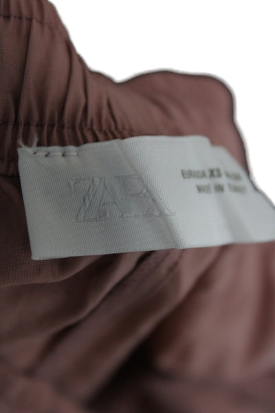Zara Women Harem Pants Pink Drawstring Polyamide Size XS