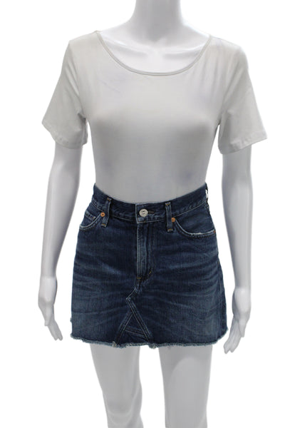 Citizens of Humanity Women Mini Skirt Blue Cotton Vintage Button Size 25