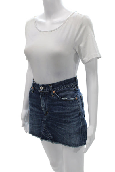 Citizens of Humanity Women Mini Skirt Blue Cotton Vintage Button Size 25