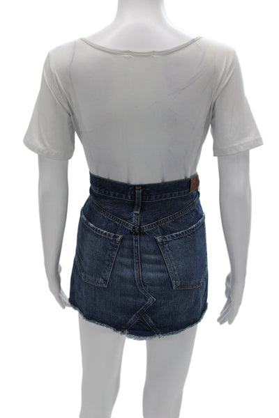Citizens of Humanity Women Mini Skirt Blue Cotton Vintage Button Size 25