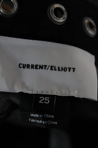 Current/Elliott Women Mini Grommet Button Black Cotton Skirt Size 25