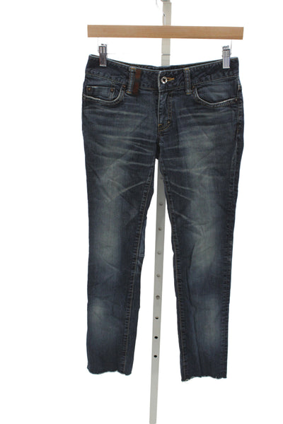 PRPS Unisex Cropped Straight Dark Blue Mid Rise Jeans Size 26