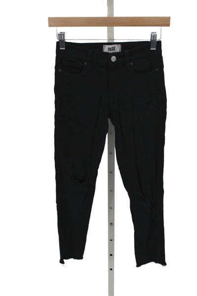 Paige Womens Black Ankle Cropped Skinny Jeans Size 25