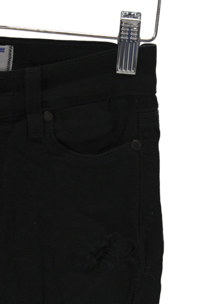 Paige Womens Black Ankle Cropped Skinny Jeans Size 25