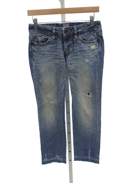 PRPS Womens Cropped Skinny Blue Mid Rise Cotton Spandex Jeans Size 25