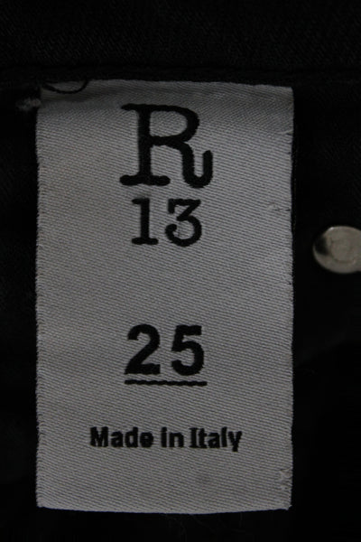 R13 Women Black Cropped Skinny Ankle Jeans Denim 29in Size 25