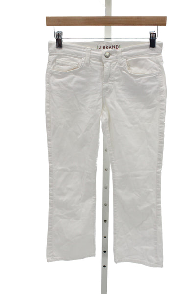 J Brand Womens White Mid Rise Button Pants 24in Inseam Cotton Stretch Size 25