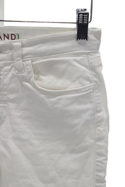 J Brand Womens White Mid Rise Button Pants 24in Inseam Cotton Stretch Size 25