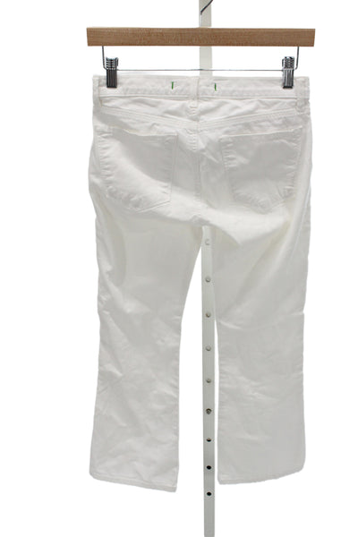 J Brand Womens White Mid Rise Button Pants 24in Inseam Cotton Stretch Size 25
