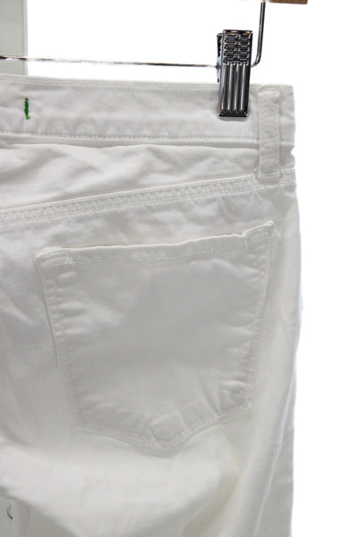 J Brand Womens White Mid Rise Button Pants 24in Inseam Cotton Stretch Size 25