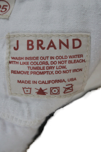 J Brand Womens White Mid Rise Button Pants 24in Inseam Cotton Stretch Size 25