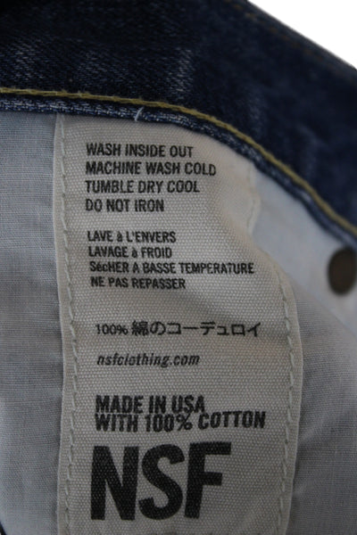 NSF Unisex Cropped Straight Jeans Dark Blue Mid Rise Button 100% Cotton Size 24
