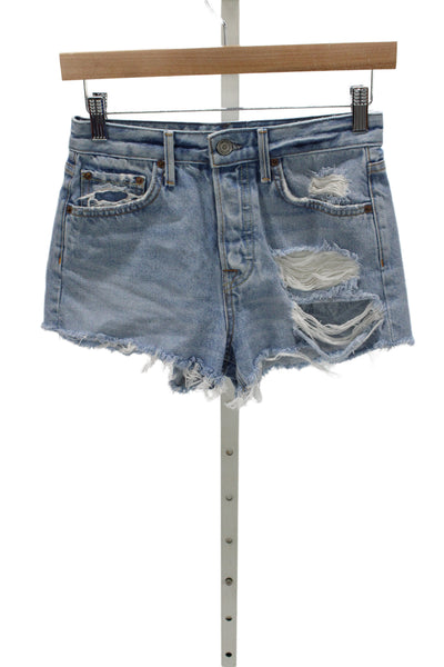 Grlfrnd Unisex Light Blue 90s Cotton Shorts Button Fly Size 24