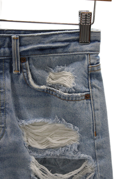 Grlfrnd Unisex Light Blue 90s Cotton Shorts Button Fly Size 24