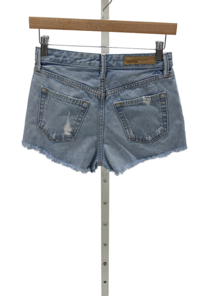 Grlfrnd Unisex Light Blue 90s Cotton Shorts Button Fly Size 24