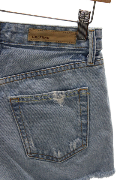 Grlfrnd Unisex Light Blue 90s Cotton Shorts Button Fly Size 24