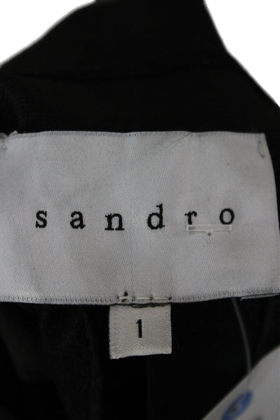 Sandro Womens Pleated Mini Leather Skirt Black Size 1