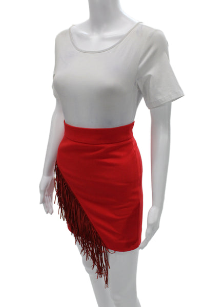 Maje Women Mini Pencil Skirt Red Polyester Viscose Size 34