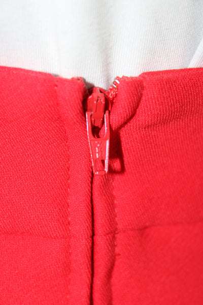 Maje Women Mini Pencil Skirt Red Polyester Viscose Size 34
