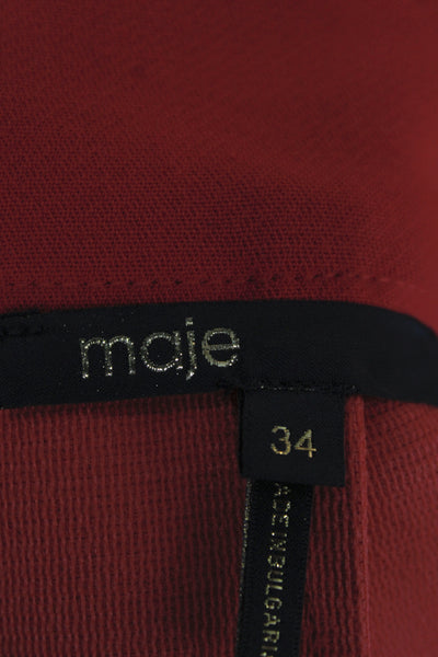 Maje Women Mini Pencil Skirt Red Polyester Viscose Size 34