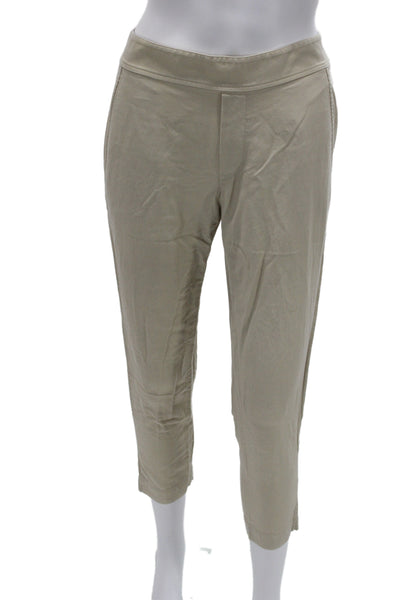 Vince Womens Cropped Ankle Pants Beige Cotton Cupro Size 0