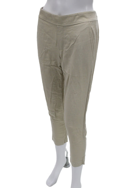 Vince Womens Cropped Ankle Pants Beige Cotton Cupro Size 0