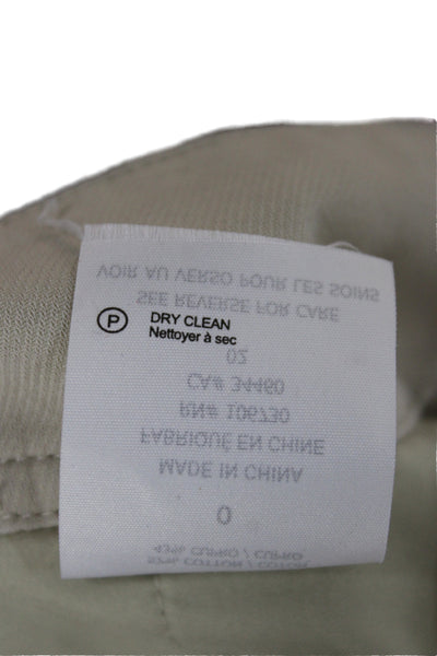Vince Womens Cropped Ankle Pants Beige Cotton Cupro Size 0