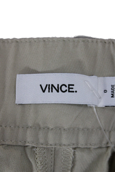 Vince Womens Cropped Ankle Pants Beige Cotton Cupro Size 0