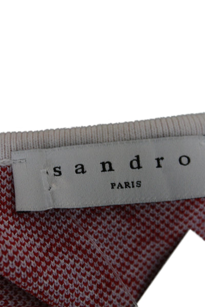 Sandro Women Red Cropped Tank Square Neck Argyle Zip Cotton Polyester Size S
