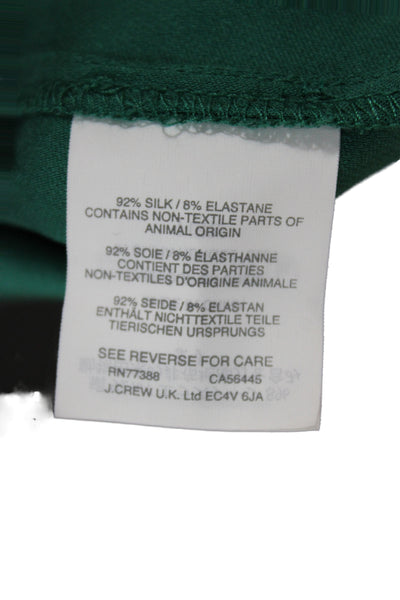 J Crew Womens Silk Button Up Blouse Collared Long Sleeve Green Petite Size 00