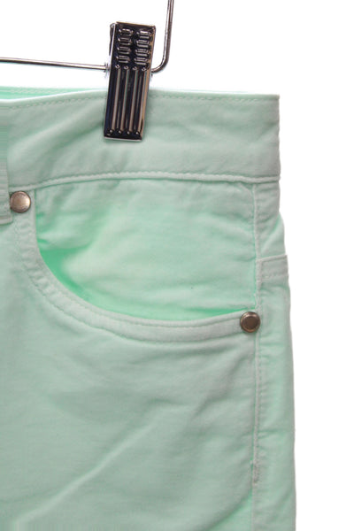 J. Mclaughlin Women Ankle Chino Pants Green Cotton Button Size 6