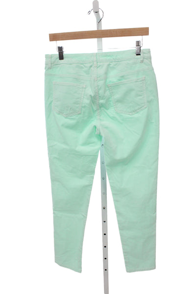 J. Mclaughlin Women Ankle Chino Pants Green Cotton Button Size 6