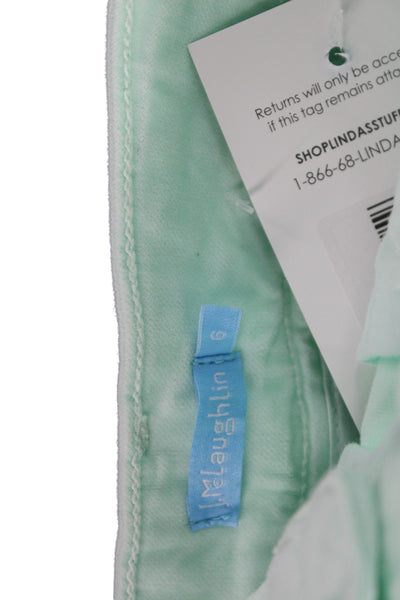 J. Mclaughlin Women Ankle Chino Pants Green Cotton Button Size 6