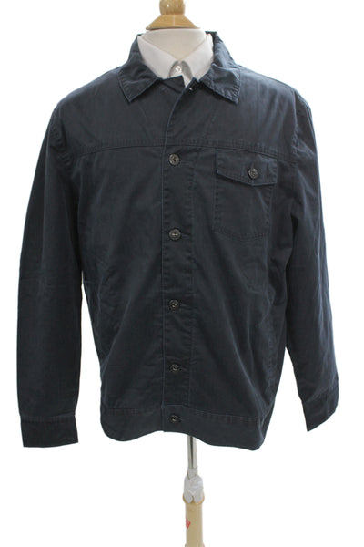 Johnnie-o Mens Military Jacket Dark Blue Collared Button Long Sleeve Size L