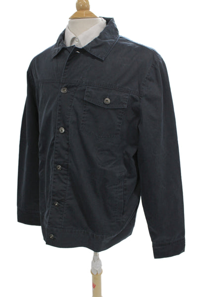 Johnnie-o Mens Military Jacket Dark Blue Collared Button Long Sleeve Size L