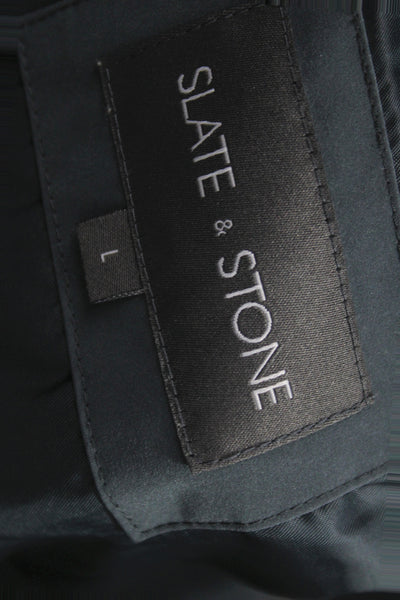 Slate & Stone Mens Bomber Jacket Windbreaker Dark Gray Polyester Size L