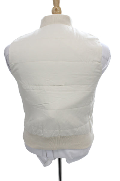 Vince Mens Quilted Zip Vest White Mock Neck Size S