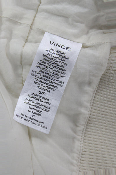Vince Mens Quilted Zip Vest White Mock Neck Size S