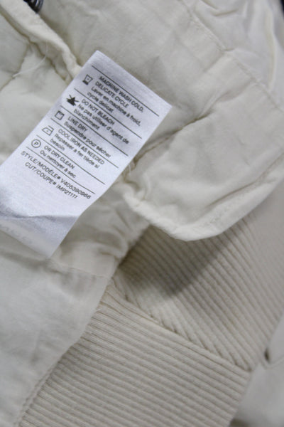 Vince Mens Quilted Zip Vest White Mock Neck Size S