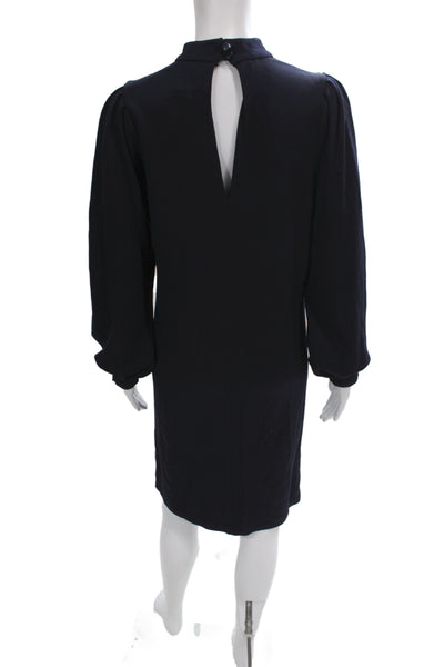 Rodebjer Womens Dark Blue Cotton Sweater Dress Mock Neck Long Sleeve Size L