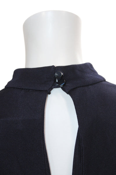 Rodebjer Womens Dark Blue Cotton Sweater Dress Mock Neck Long Sleeve Size L