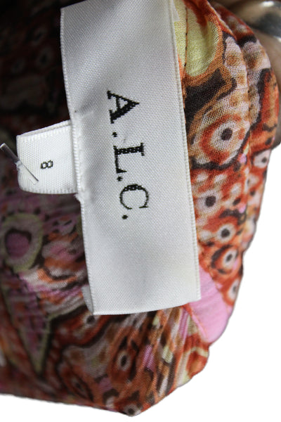 A.L.C. Womens Blouson Mini Dress Brown Paisley V Neck Boho Size 8