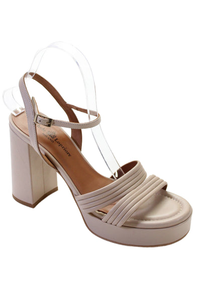 Michele Lopriore Womens Ankle Strap Platform Sandal Heels Beige Size 39 9