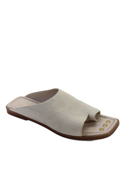 Frame Womens Suede Slide On Toe Ring Sandals White Size 40 10