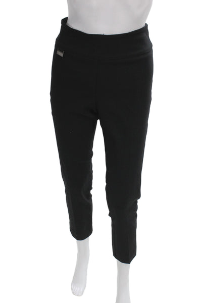 Lisette Women Ankle Cropped Dress Pants Black Solid Rayon Blend Size 6