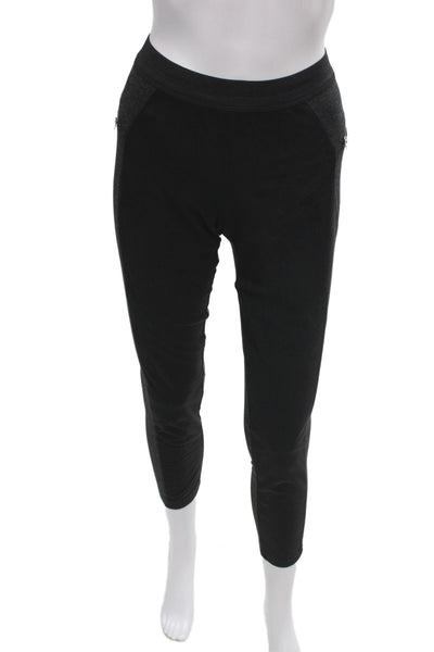 AMS Pure Womens Ankle Jogger Pants Black Cotton Spandex Zip Size 6