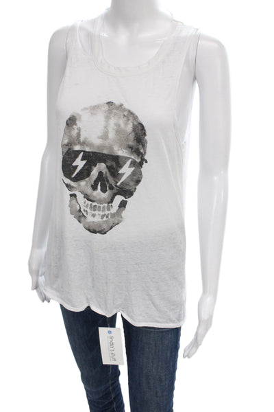 Chaser Womens Basic Sleeveless Tank White Skull Graphic Round Neck Size S