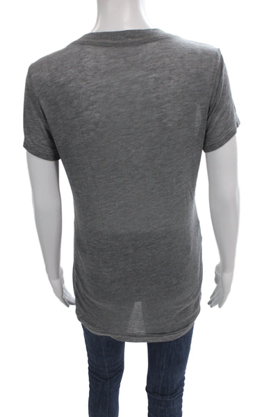 Chaser Women V Neck Graphic Music Jersey T Shirt Gray Short Sleeve Size S
